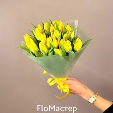 Букет 21 жёлтый тюльпан 