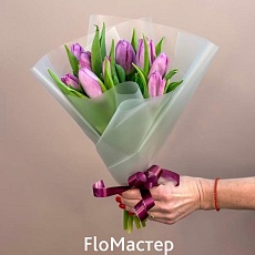 Букет 9 сиреневых тюльпанов 