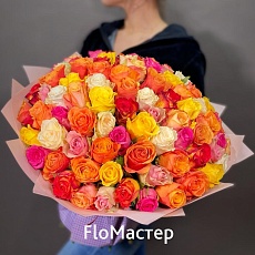 Букет 101 роза МИКС яркий