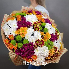 Букет 33 кустовых хризантем микс