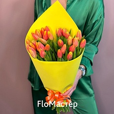 Букет 33 тюльпана Fire
