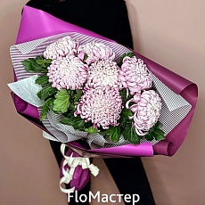 Букет 7 сиреневых хризантем 