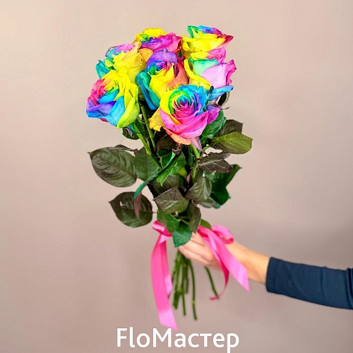 Букет 7 роз Эквадор Rainbow
