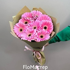 Букет 9 розовых гербер