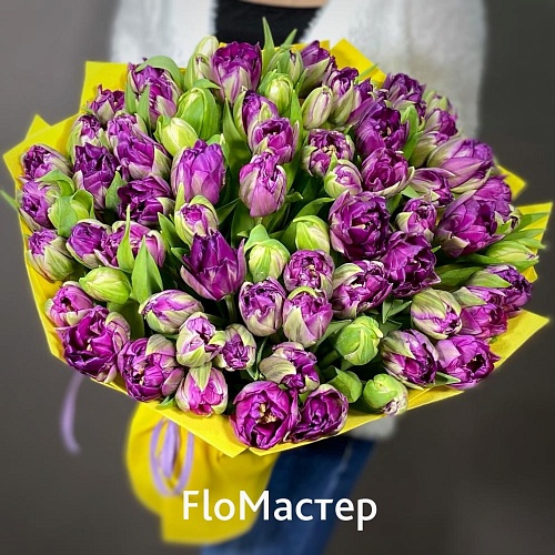 Букет 101 тюльпан Purple Peony Букет 101 тюльпан Purple Peony