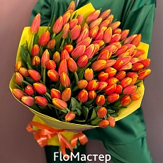 Букет 101 тюльпан Fire