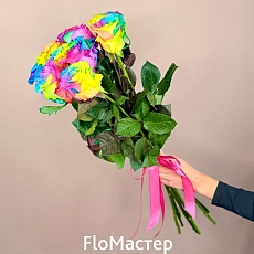 Букет 11 роз Эквадор Rainbow