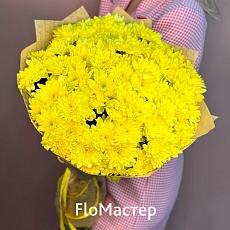 Букет 15 желтых хризантем