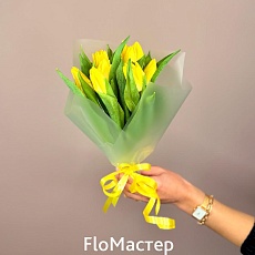 Букет 9 жёлтых тюльпанов 