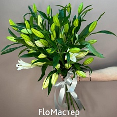 Букет 9 белых лилий Aurora