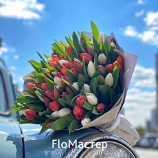 Букет 101 тюльпан Sunset