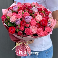 Букет 33 кустовые розы микс (40 см)