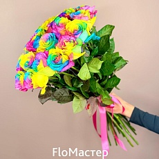 Букет 25 роз Эквадор Rainbow