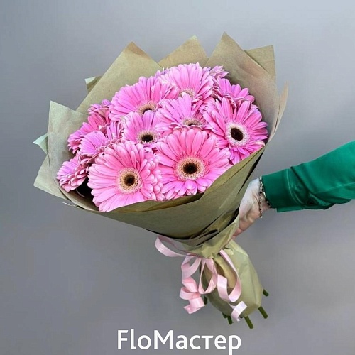 Букет 15 розовых гербер