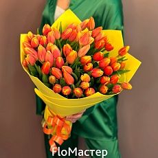 Букет 51 тюльпан Fire