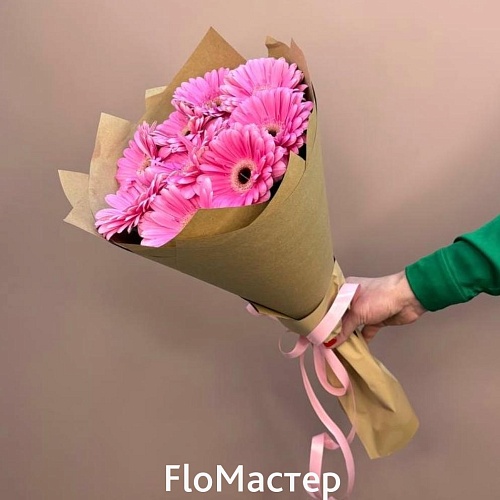 Букет 9 розовых гербер