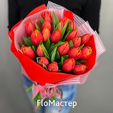 Букет 21 тюльпан Fire