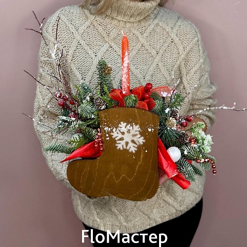 Новогодняя композиция Winter boots Новогодняя композиция Winter boots