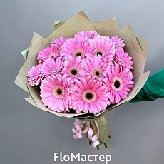 Букет 15 розовых гербер