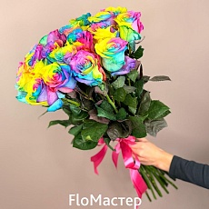 Букет 21 роза Эквадор Rainbow