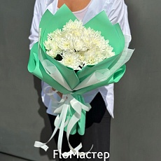 Букет 5 белых хризантем