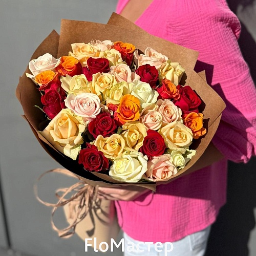 Букет 33 розы микс