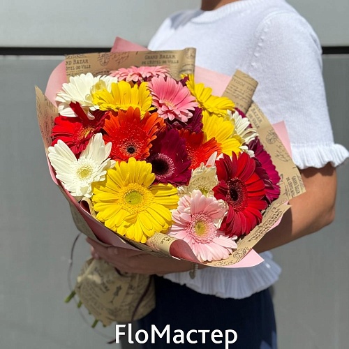 Букет 21 гербера микс Букет 21 гербера микс