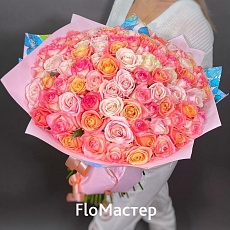 Букет 101 роза МИКС нежный