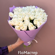 Букет 49 пионовидных белых тюльпанов