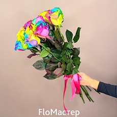 Букет 9 роз Эквадор Rainbow